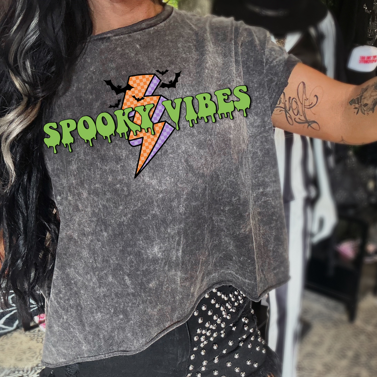 Spooky Vibes Mineral Washed Halloween Tee