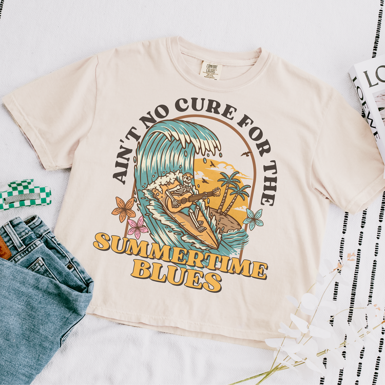 Ain't No Cure For Summertime Blues Cropped Comfort Colors Graphic Tee