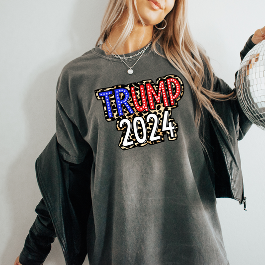 Trump 2024 Leopard Comfort Colors Graphic Tee