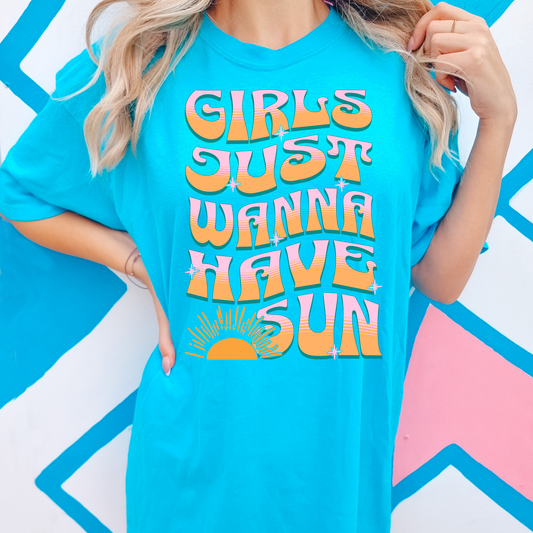 Girls Just Wanna Have Sun Summer Comfort Colors Graphic Tee