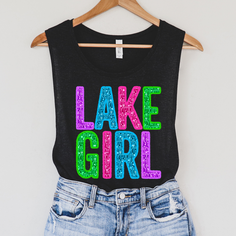 Lake Girl Faux Sequins Summer Tank Top