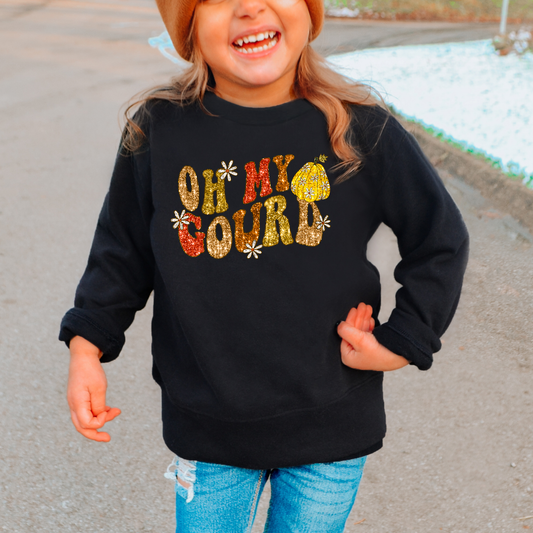 Oh My Gourd Glitter Kids Sweatshirt