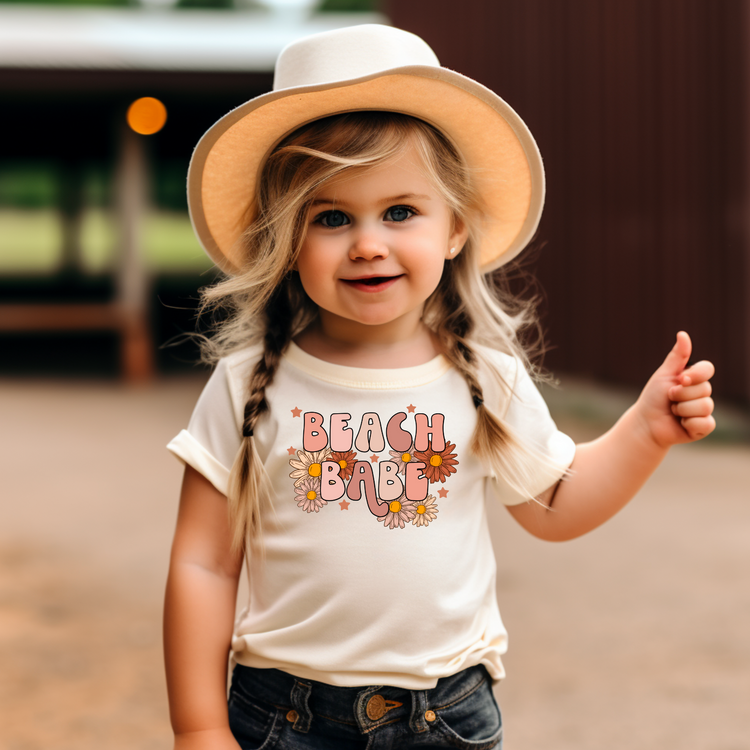 Floral Beach Babe Kids Summer Graphic Tee