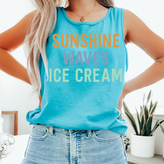 Sunshines Waves Icecream Blue Comfort Colors Tank Top