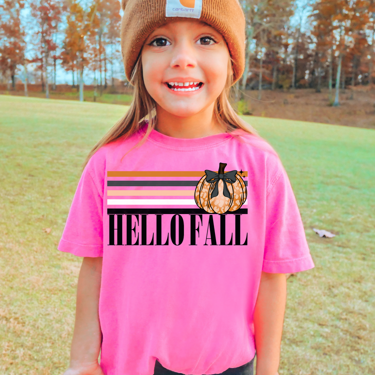 Hello Fall Comfort Colors Youth Fall Graphic Tee