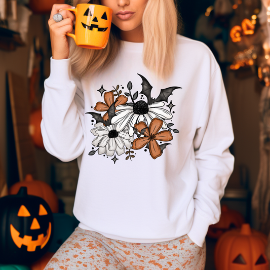 Floral Bats Halloween Sweatshirt