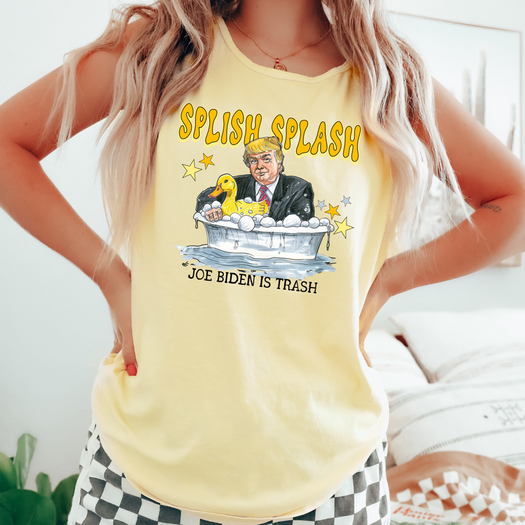 Splish Splash joe Biden Is Trash Comfort Colors Tank Top