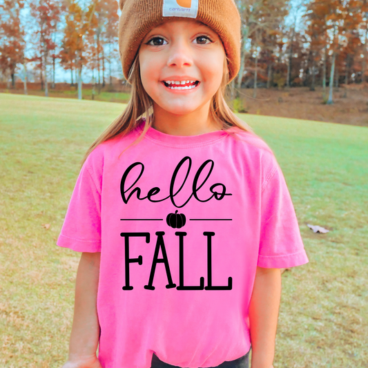 Hello Fall Comfort Colors Youth Fall Graphic Tee