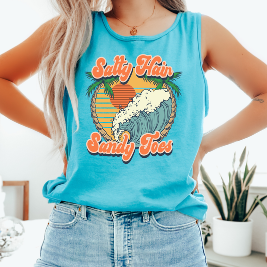 Salty Hair Sandy Toes Comfort Colors Tank Top