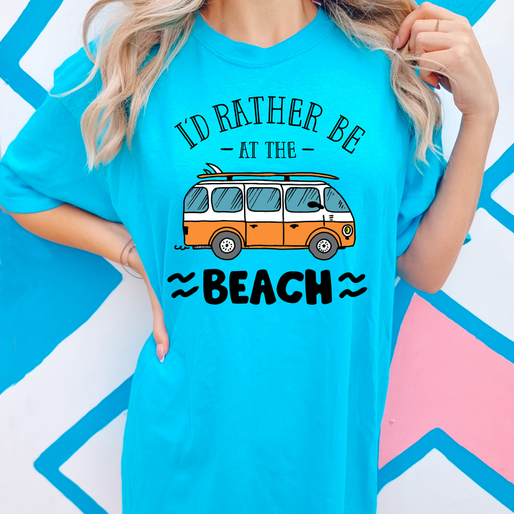 I'd Rather Be At The Beach Summer Comfort Colors Graphic Tee