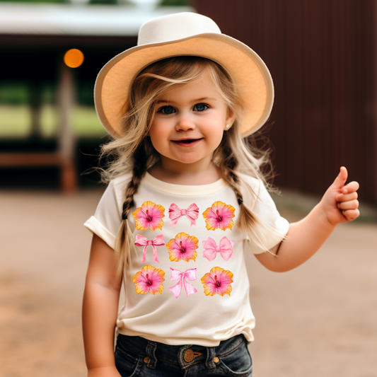 Bow and Flowers Kids Summer Graphic Tee