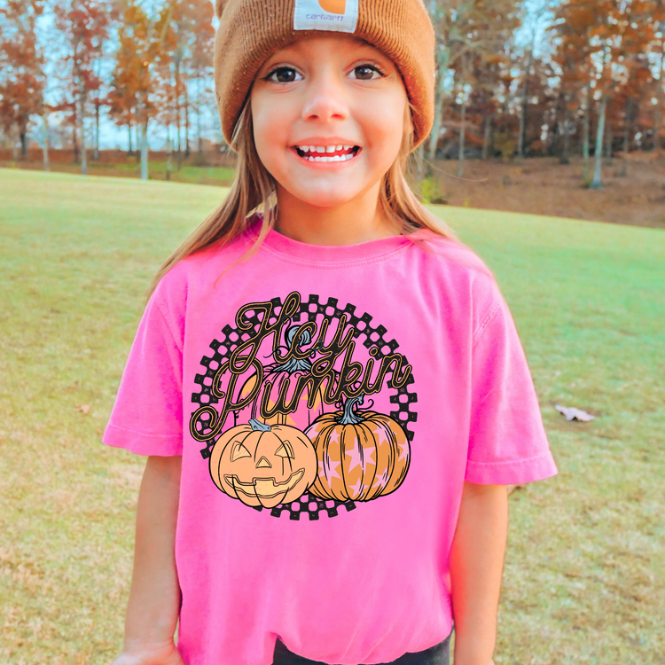 Hey Pumpkin Comfort Colors Youth Fall Graphic Tee