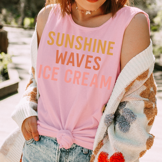 Sunshine Waves Icecream Pink Comfort Colors Tank Top