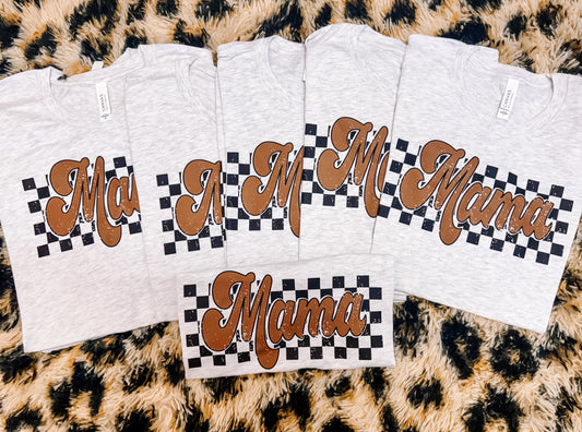 Brown Checkered Mama Tee