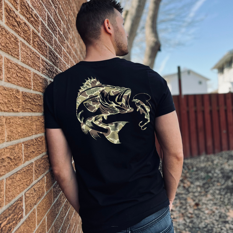 Mens Camo Bass Graphic Tee