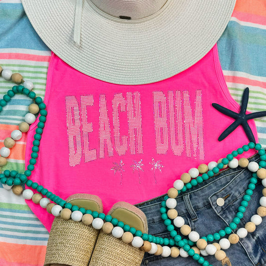 Beach Bum Spangled Rhinestone Summer Graphic Tee