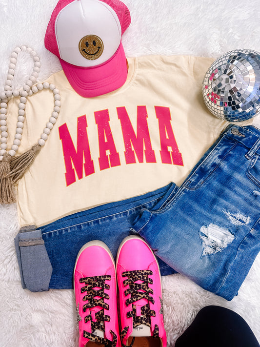 Summer Pink Neon Mama Graphic Tee Bella or Comfort Colors