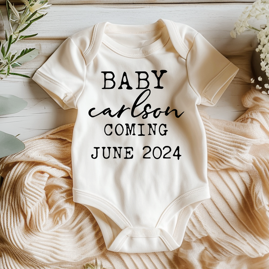 Custom Last Name  & Date Pregnancy Announcement Onesie®