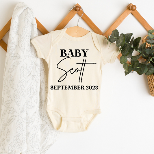 Custom Last Name BABY _____ Pregnancy Announcement Onesie®