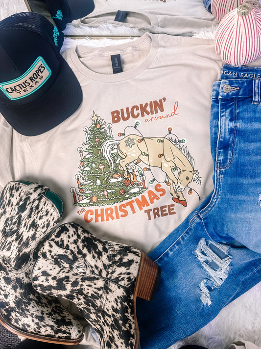 Bucking Around The Christmas Tree Graphic Tee