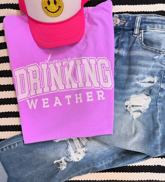 Neon Day Drinking Weather Graphic Tee Comfort Colors