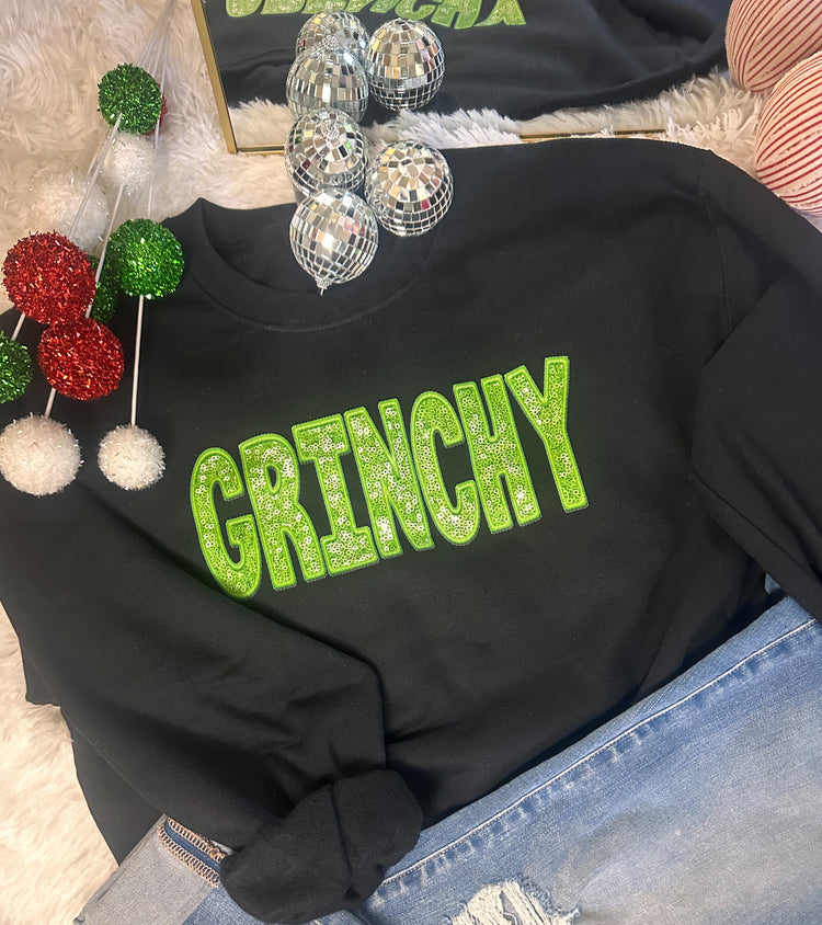 (G)rinchy Faux Sequin Sweatshirt