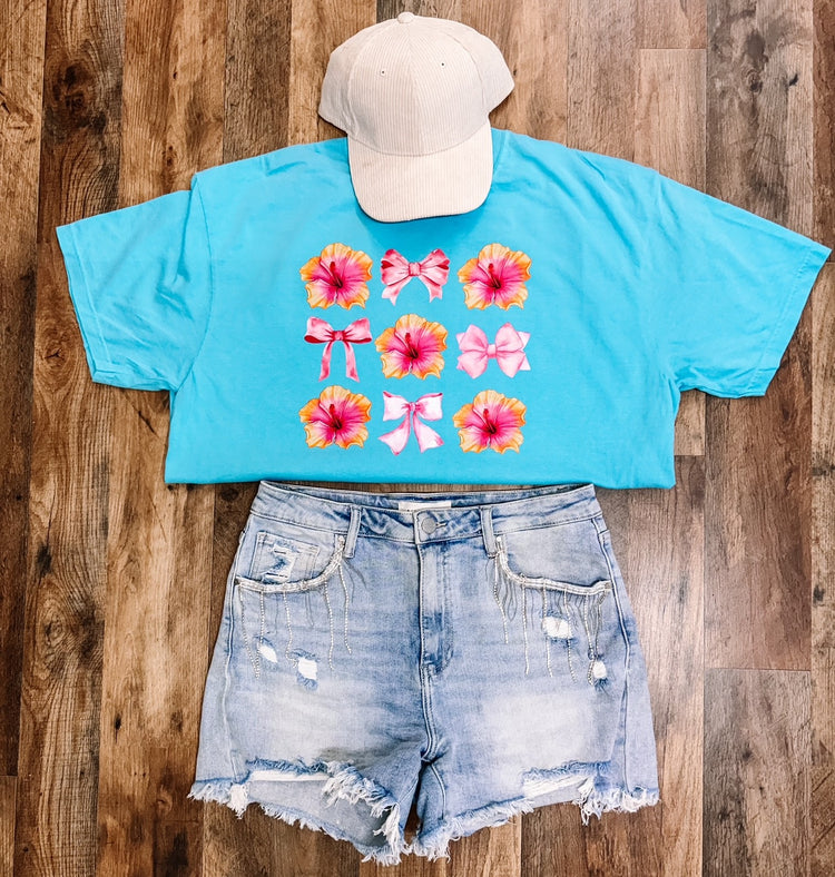 Floral Bows Summer Comfort Colors Graphic Tee