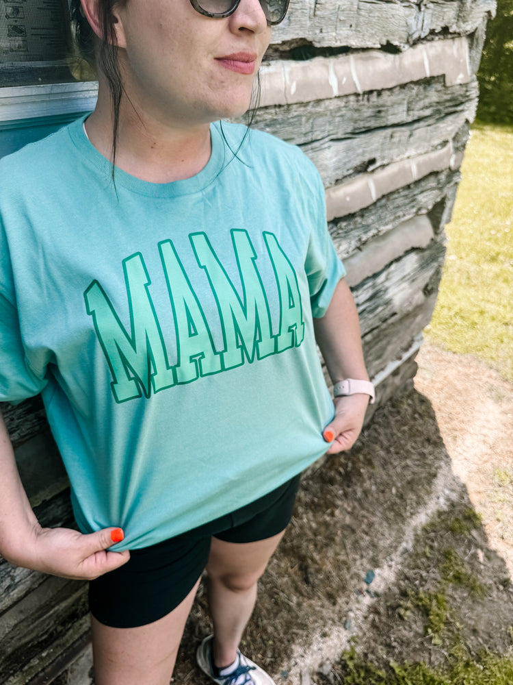 Teal Monochromatic Mama Graphic Tee