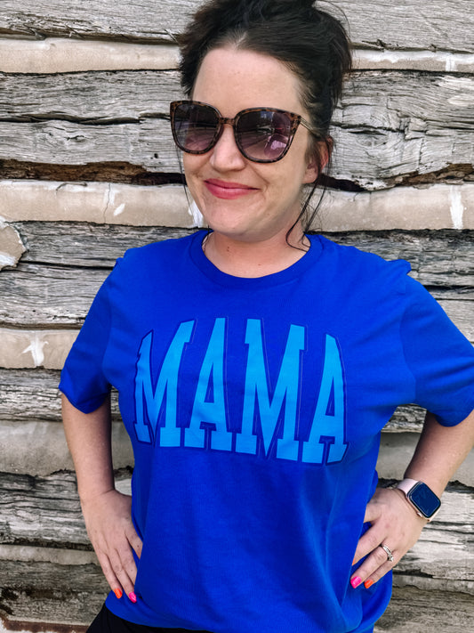 Blue Monochromatic Mama Graphic Tee