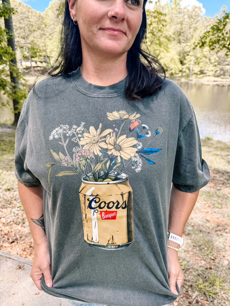 Floral Coors Banquet Comfort Colors Graphic Tee