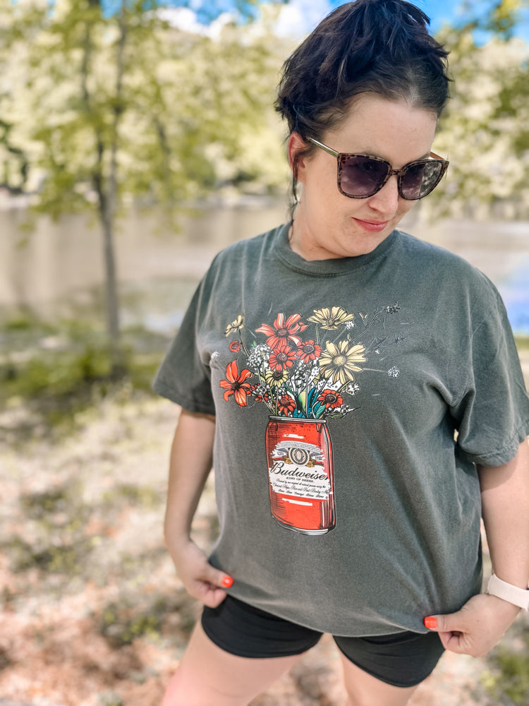 Floral Budweiser Comfort Colors Graphic Tee