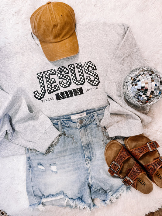 Jesus Saves Retro Faith Sweatshirt