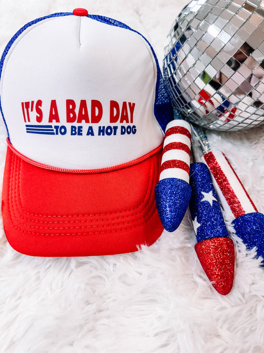 It's a Bad Day to be a Hotdog Funny 4th of July Otto Trucker Hat