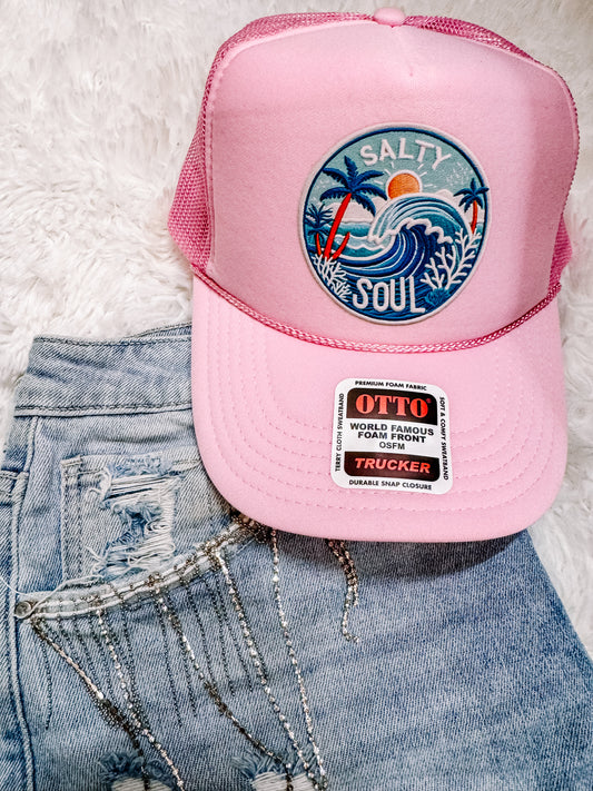 Light Pink Salty Soul Faux Embroidery Otto Trucker Hat