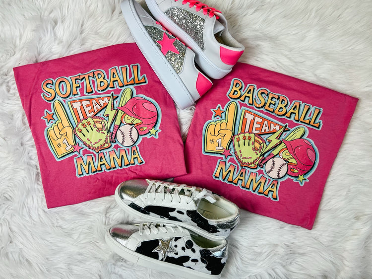 Softball/Baseball Mama Neon Graphic Tee