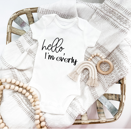 Hello, Custom Name Coming Home Pregnancy Announcement Onesie®