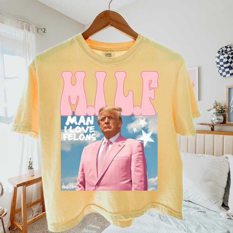 MILF Man I love Felons Pink, Cropped Comfort Colors Graphic Tee