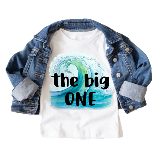 The Big One Surfing Birthday Tee White & Cream Options