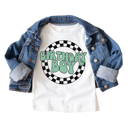 Green Retro Birthday Tee White & Cream Options