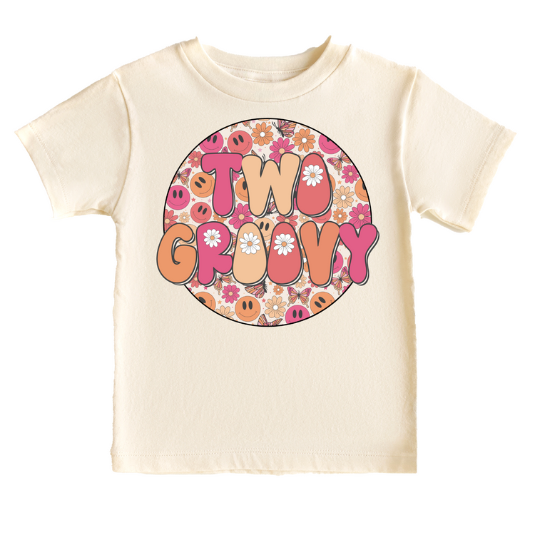 Two Groovy Girl's Second Birthday Tee White & Cream Options