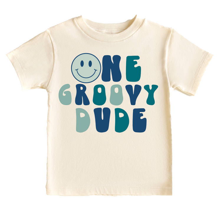 One Groovy Dude Birthday Tee White & Cream Options