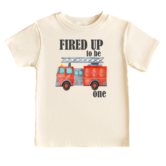 Fired Up to be One First Birthday Tee White & Cream Options