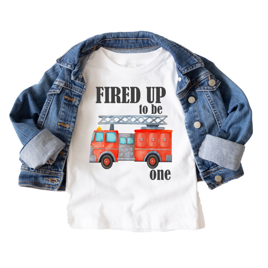 Fired Up to be One First Birthday Tee White & Cream Options