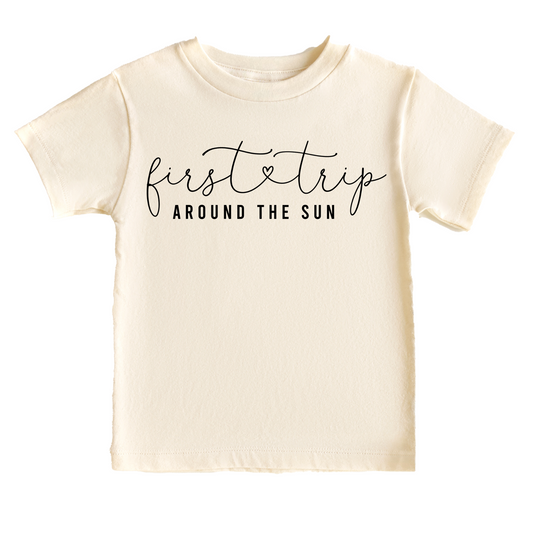 First Trip Around the Sun Birthday Tee White & Cream Options