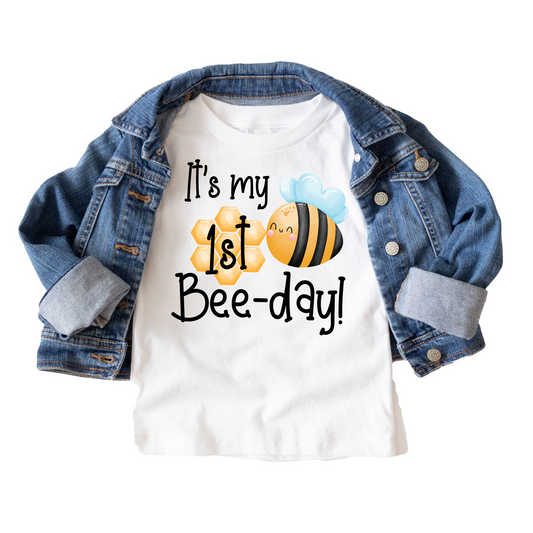 It's my 1st Bee-Day Birthday Tee White & Cream Options