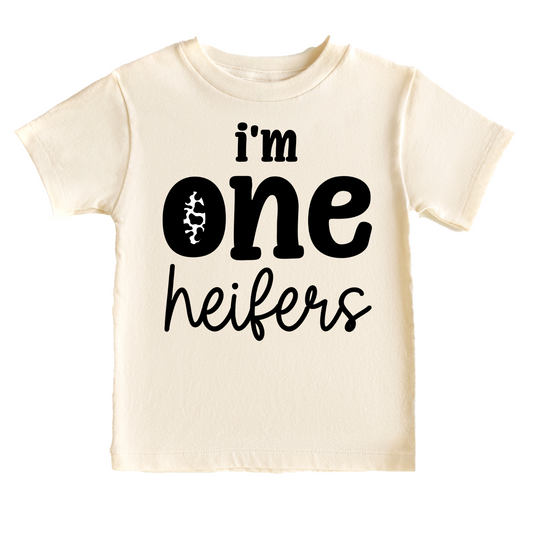 I'm One Heifers Birthday Tee White & Cream Options