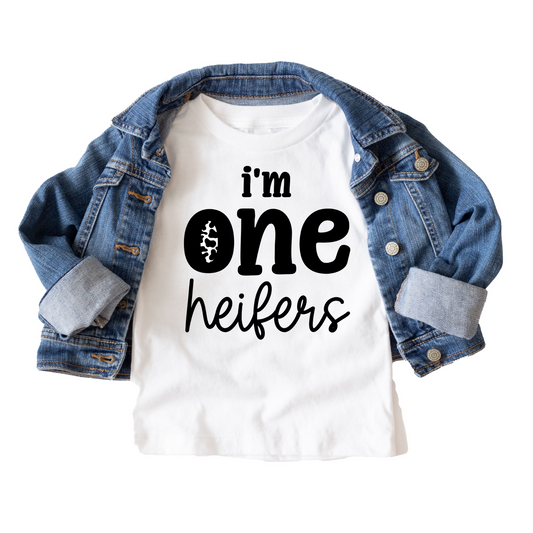 I'm One Heifers Birthday Tee White & Cream Options