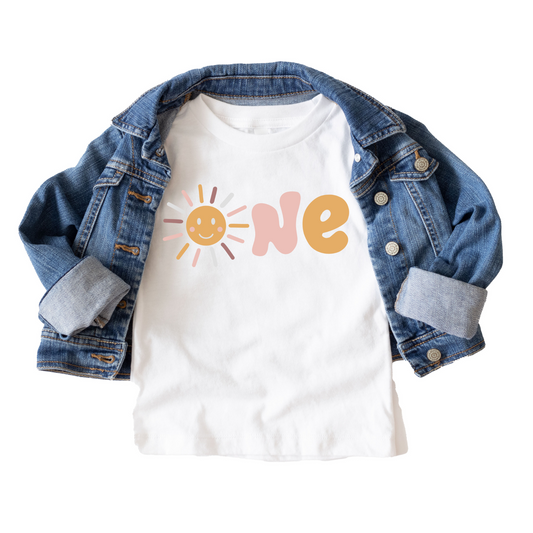 Sunshine One First Birthday Tee White & Cream Options