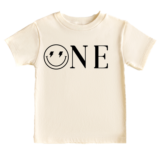 One Minimalist Birthday Tee White & Cream Options