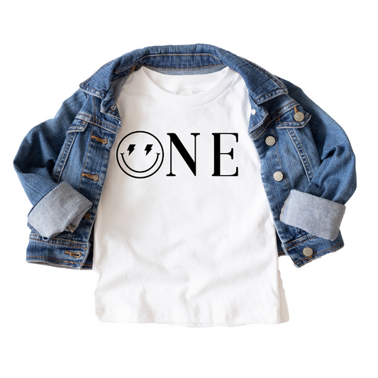 One Minimalist Birthday Tee White & Cream Options